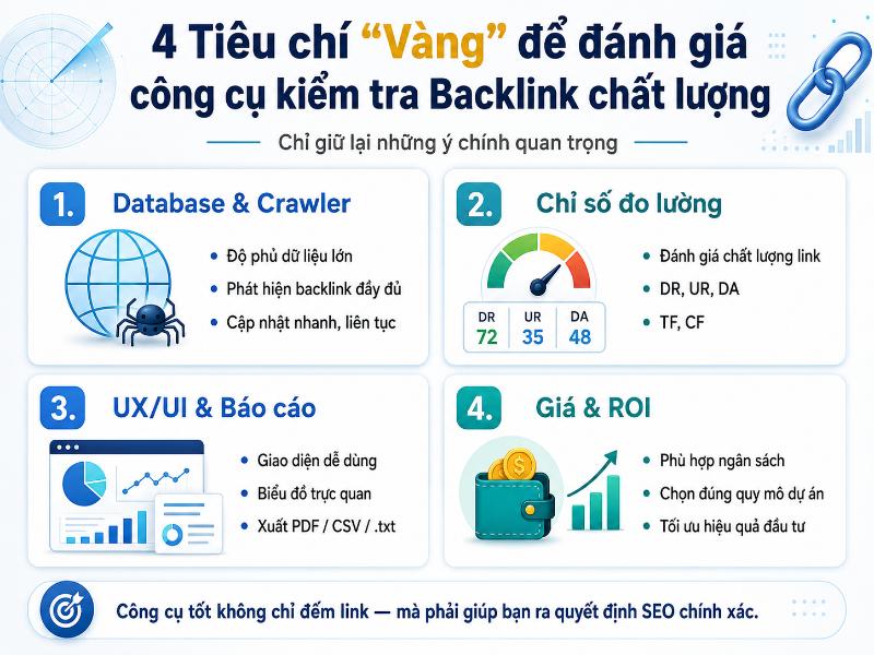 4 Tiêu chí “Vàng” để đánh giá công cụ kiểm tra Backlink chất lượng