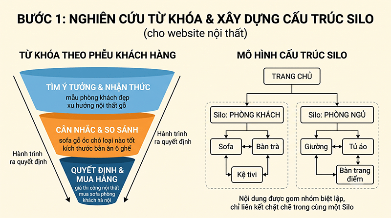 Hướng dẫn SEO website nội thất từ A-Z: Tăng traffic & chuyển đổi 2 Buoc-1-Nghien-cuu-tu-khoa-xay-dung-cau-truc-Silo