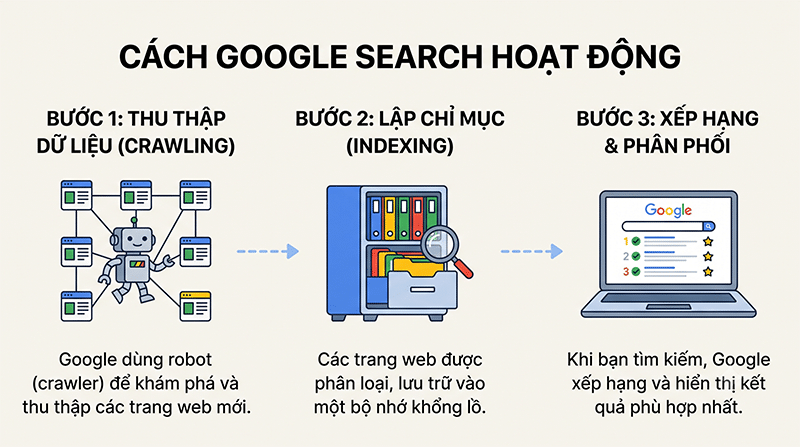 Google search hoạt động thế nào? Giải mã cơ chế crawl index rank 1 cach-Google-Search-hoat-dong-the-nao