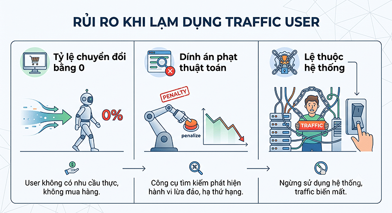 Traffic user là gì? Bản chất, rủi ro, cách tăng traffic bền vững Rui-ro-khi-lam-dung-Traffic-User