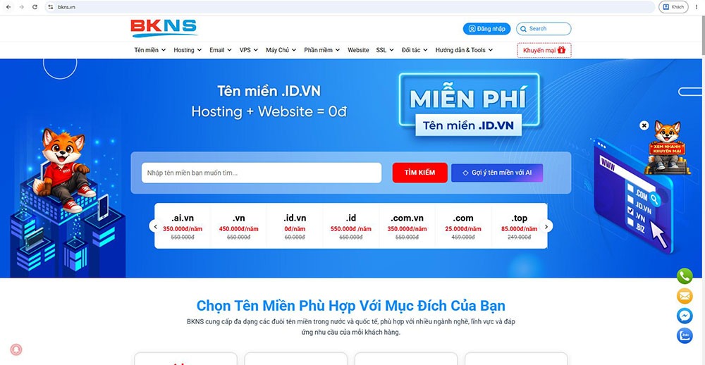 Website BKNS trong dự án SEO của SEO VIỆT